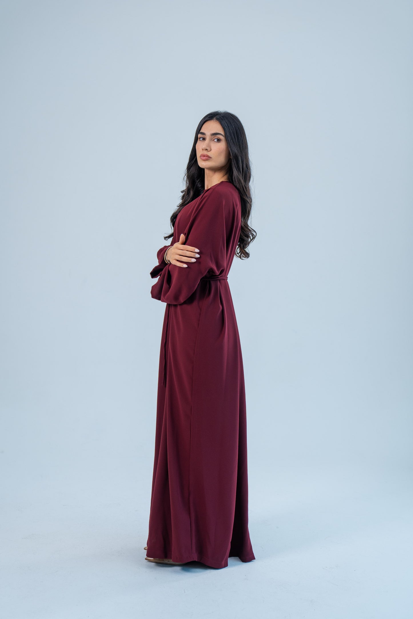 SUKOON — Free-Size Tie Abaya (Roselle Rouge)