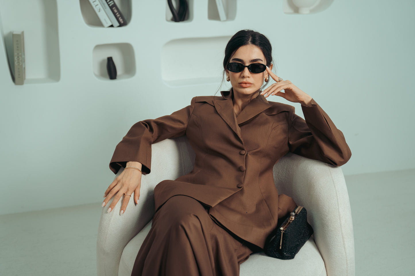 WAHDA — Blazer & Mermaid Skirt Set (Midnight Mocha)