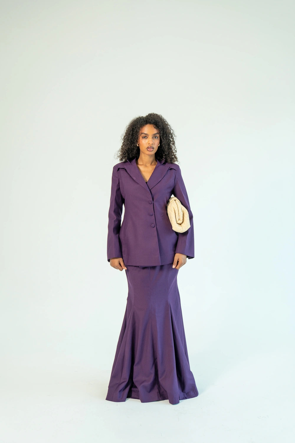 WAHDA — Blazer & Mermaid Skirt Set (Plum Mist)