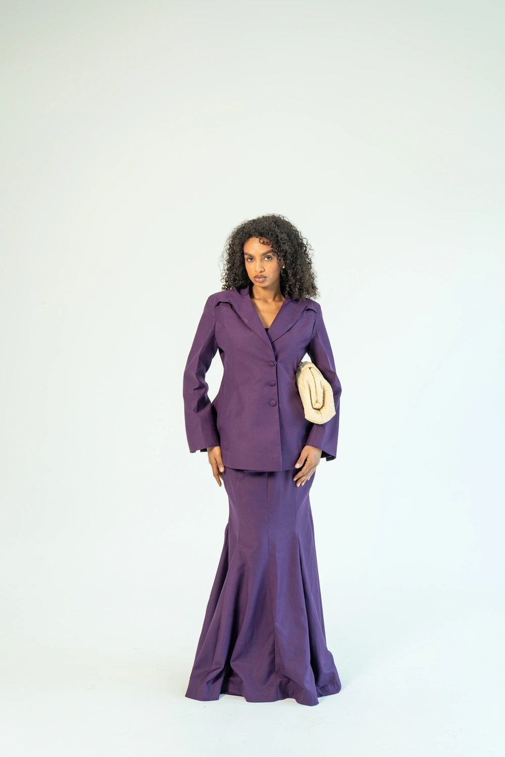 WAHDA — Blazer & Mermaid Skirt Set (Plum Mist)