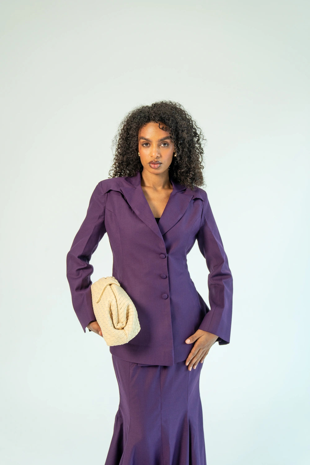WAHDA — Blazer & Mermaid Skirt Set (Plum Mist)