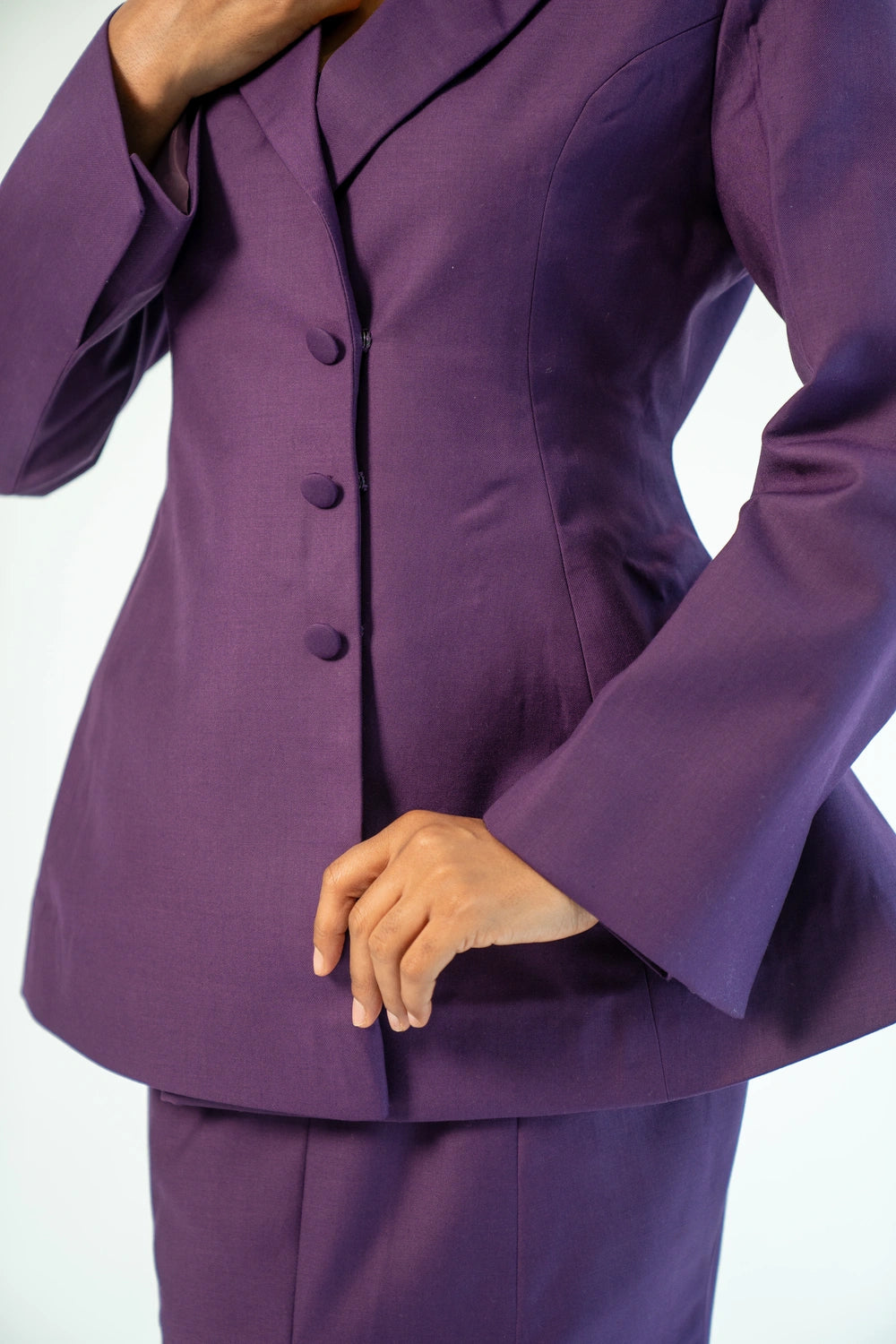 WAHDA — Blazer & Mermaid Skirt Set (Plum Mist)