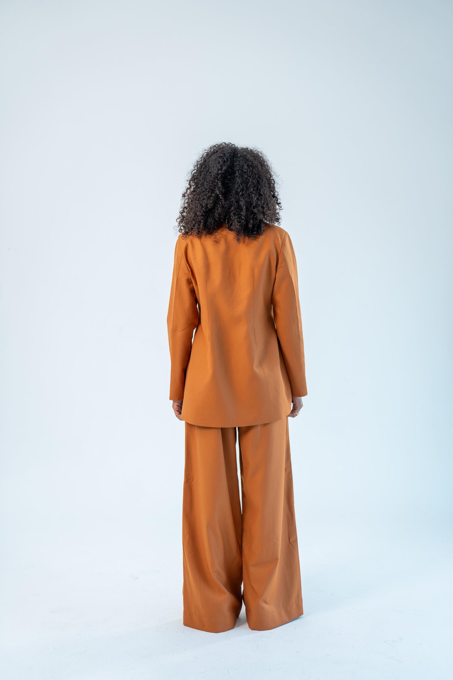 ASEEL — Side Button Blazer Set (Burnt Saffron)
