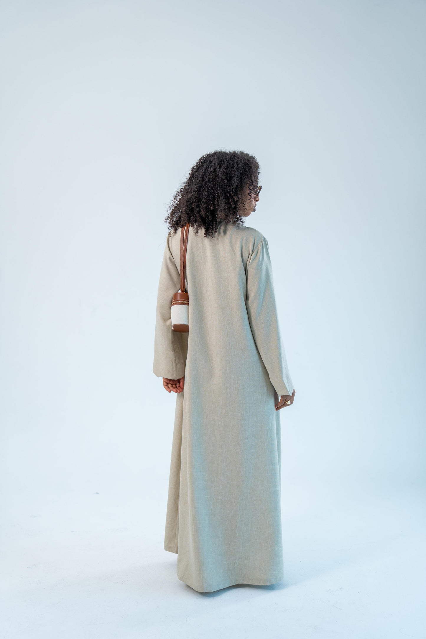 RAHMA — Bow-Tie Linen Abaya (Pearl Cream)