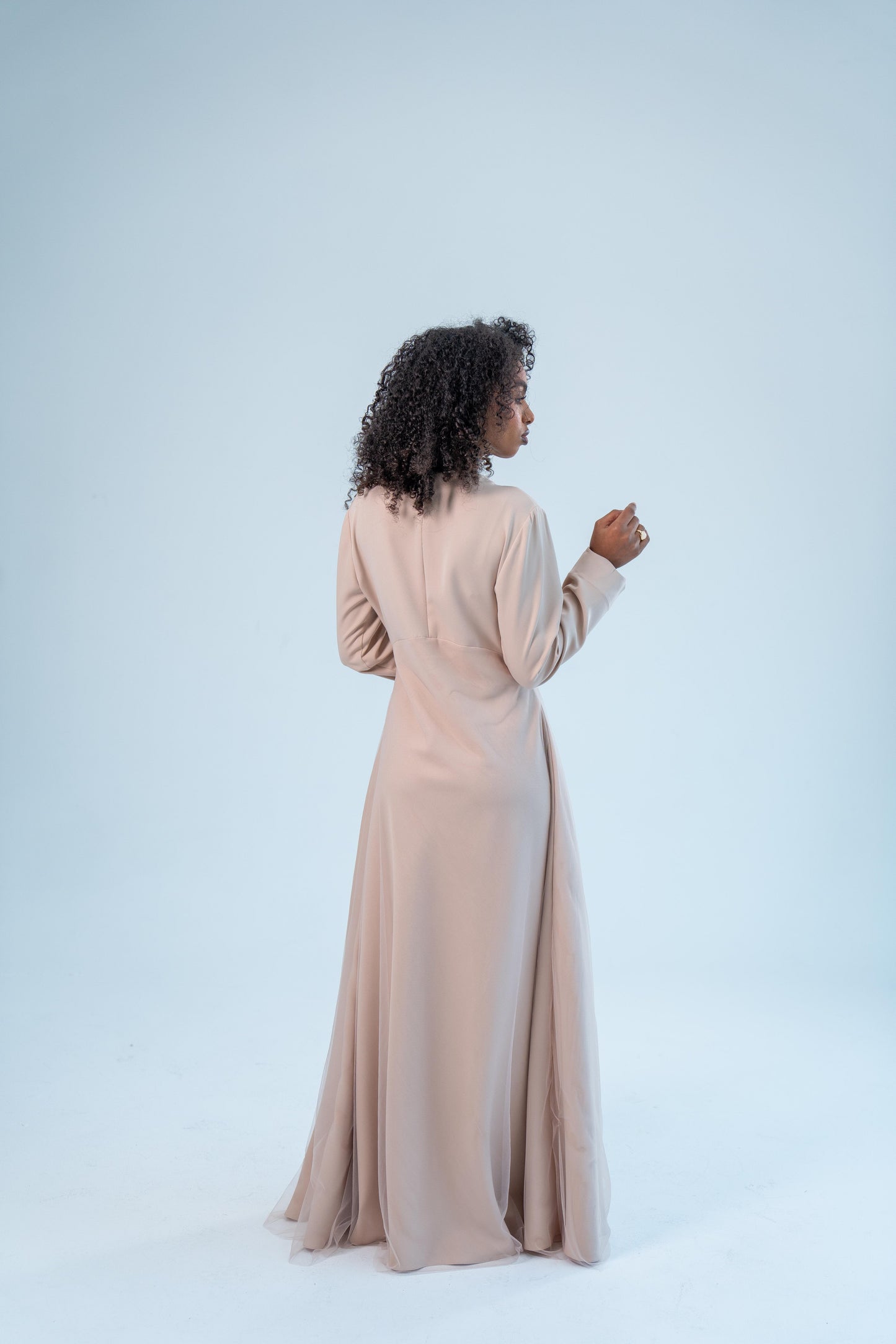 NURAAN — Occasion Flair Dress (Powder pink)