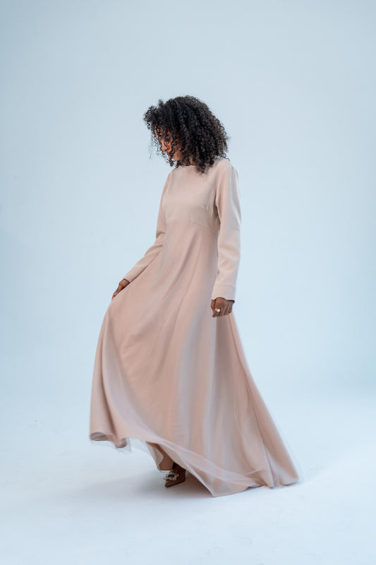 NURAAN — Occasion Flair Dress (Powder pink)