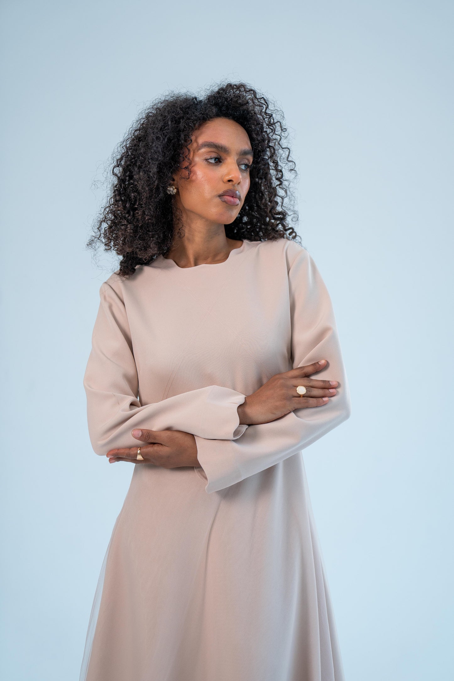 NURAAN — Occasion Flair Dress (Powder pink)