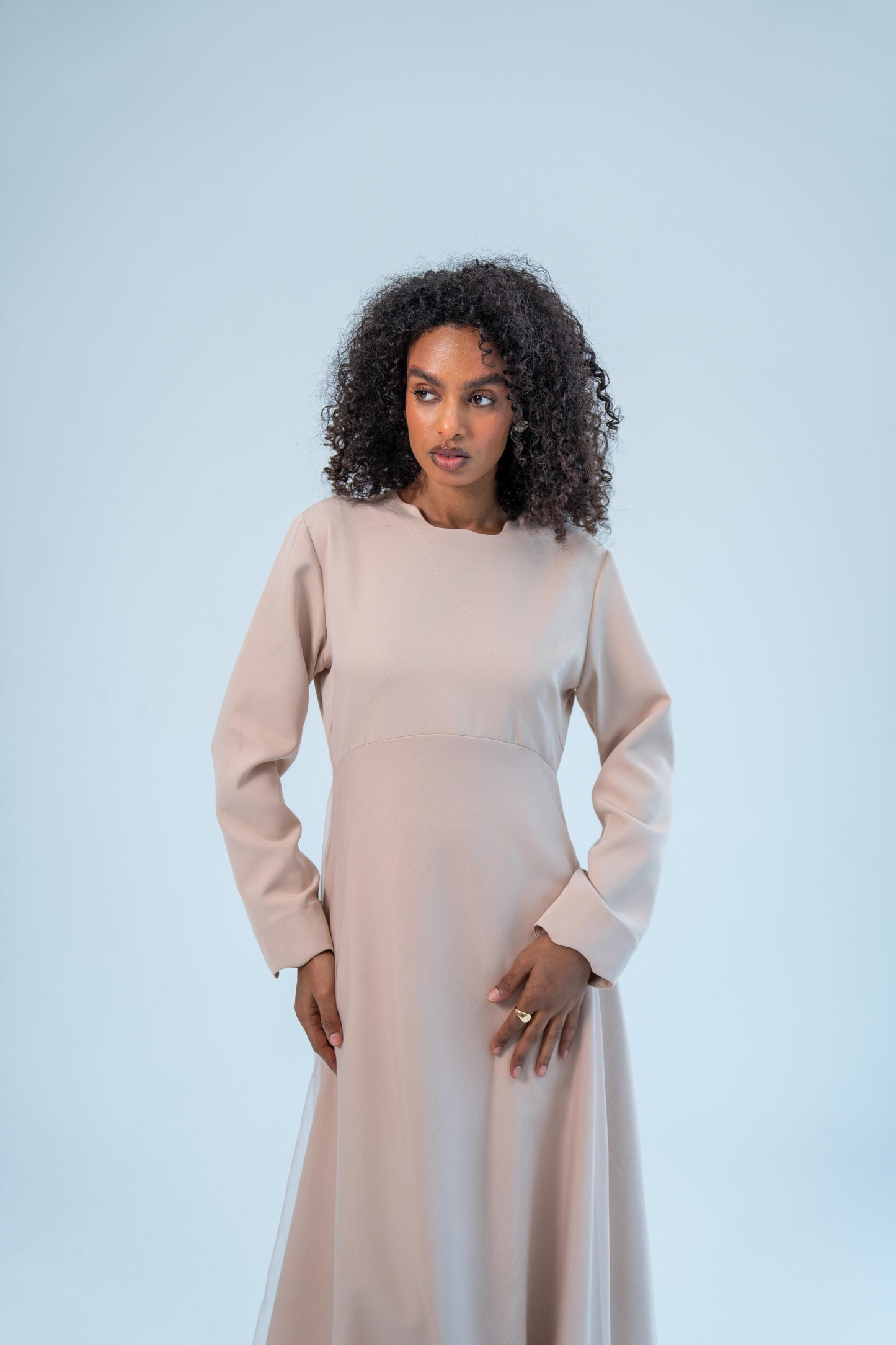 NURAAN — Occasion Flair Dress (Powder pink)