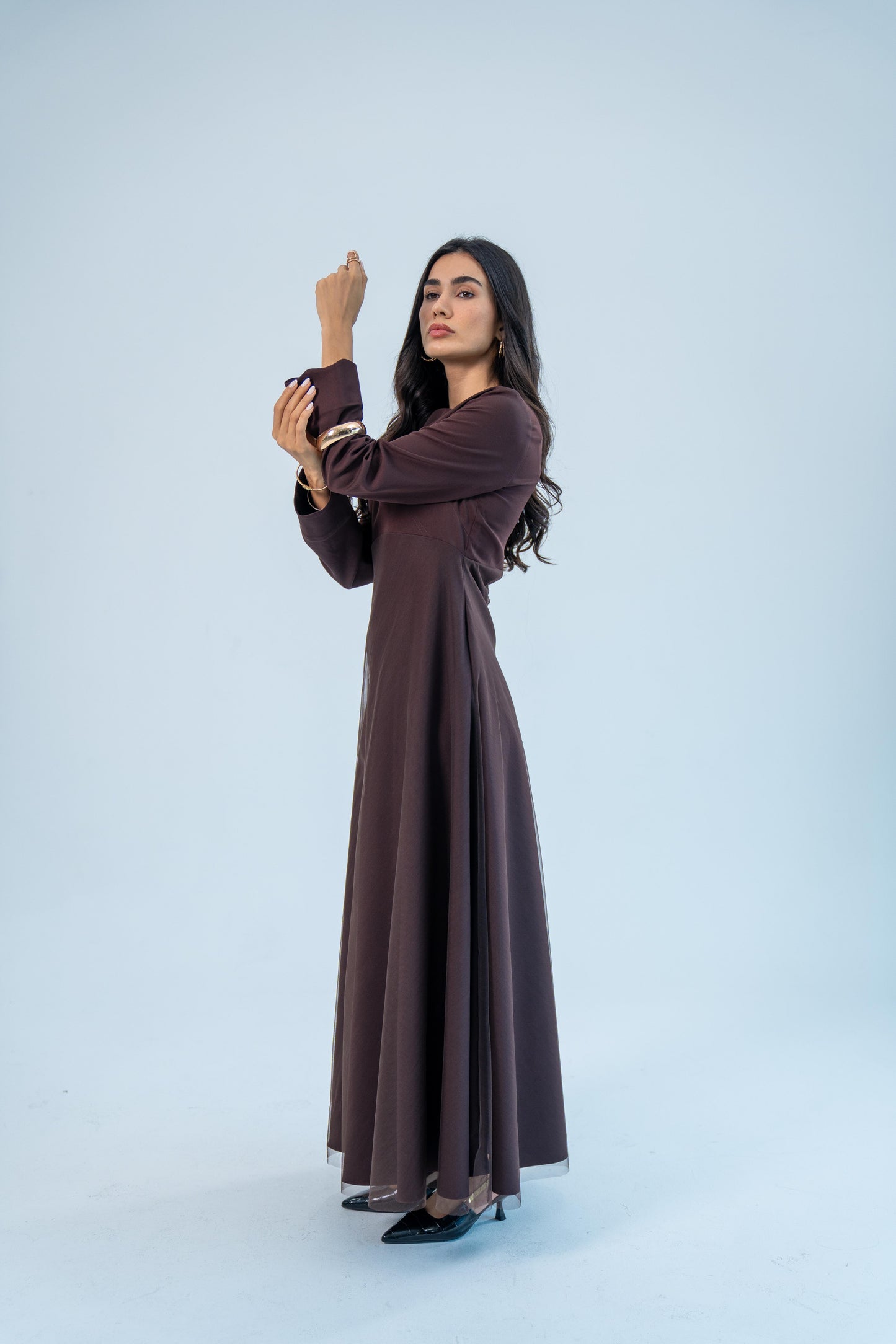 NURAAN — Occasion Flair Dress (Cocoa bliss)