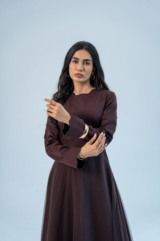 NURAAN — Occasion Flair Dress (Cocoa bliss)