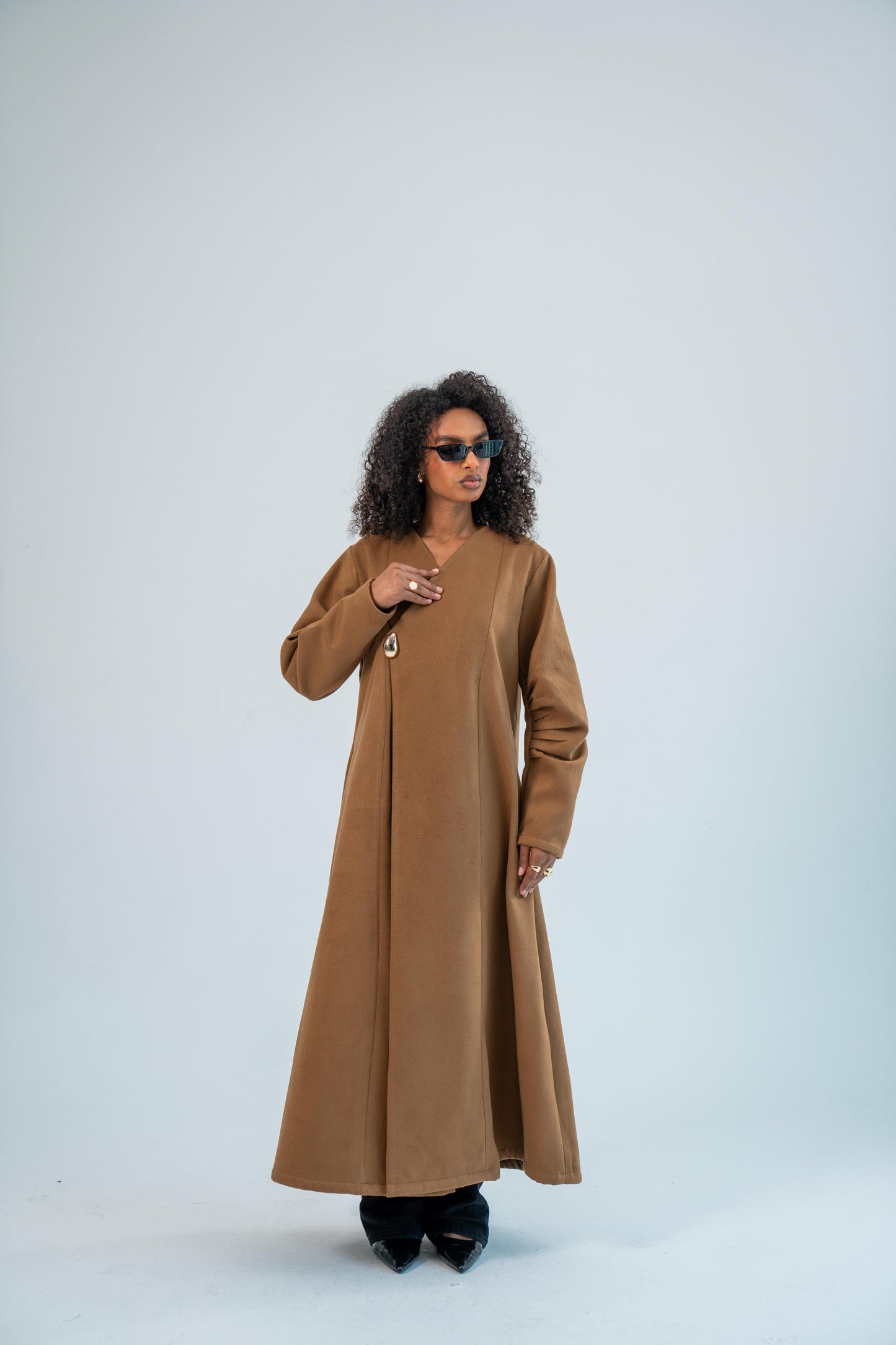 AMAN — Wool Coat Abaya (Toasted caramel)
