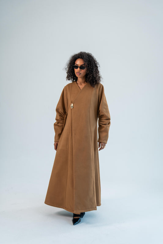 AMAN — Wool Coat Abaya (Toasted caramel)