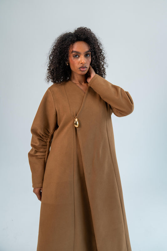 AMAN — Wool Coat Abaya (Toasted caramel)