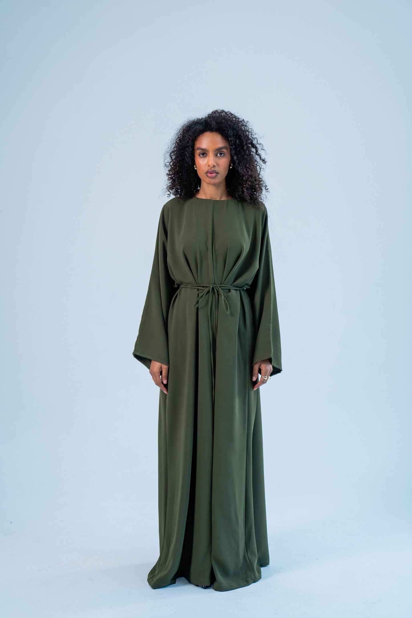 SUKOON — Free-Size Tie Abaya (Earthy olive)
