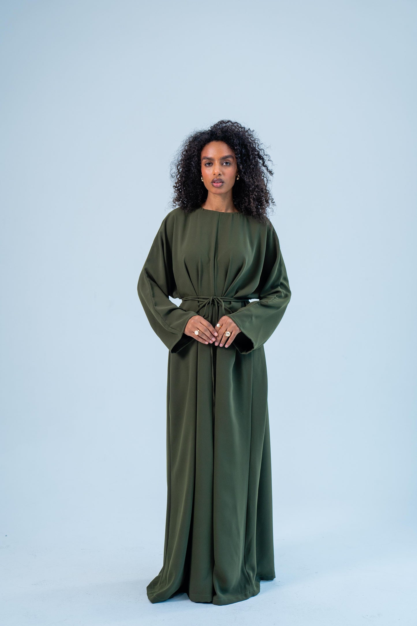 SUKOON — Free-Size Tie Abaya (Earthy olive)