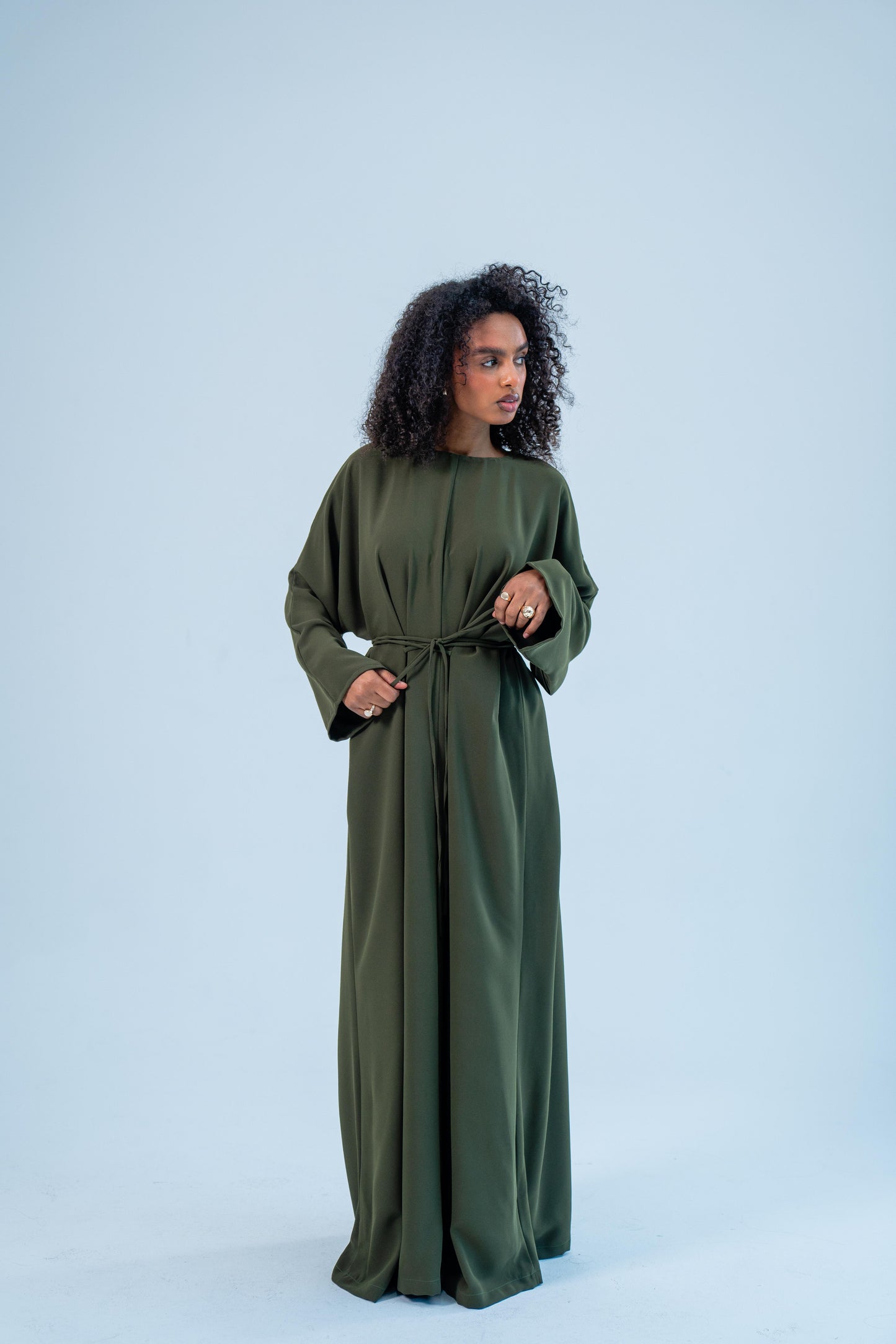 SUKOON — Free-Size Tie Abaya (Earthy olive)