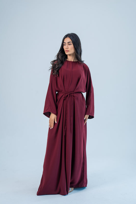 SUKOON — Free-Size Tie Abaya (Roselle Rouge)