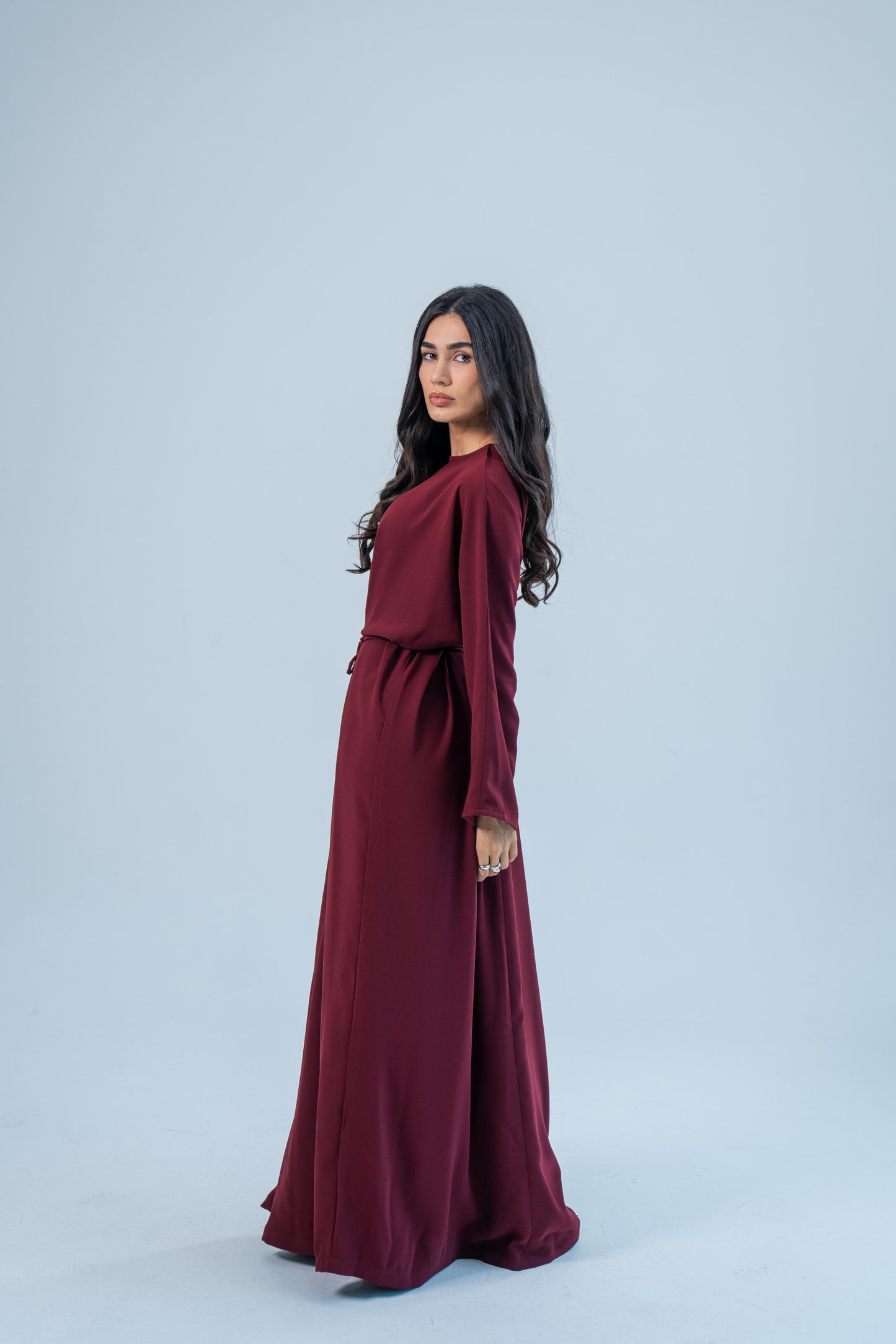 SUKOON — Free-Size Tie Abaya (Roselle Rouge)