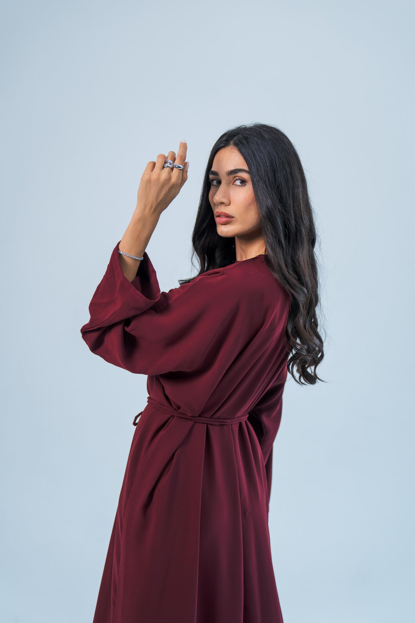 SUKOON — Free-Size Tie Abaya (Roselle Rouge)
