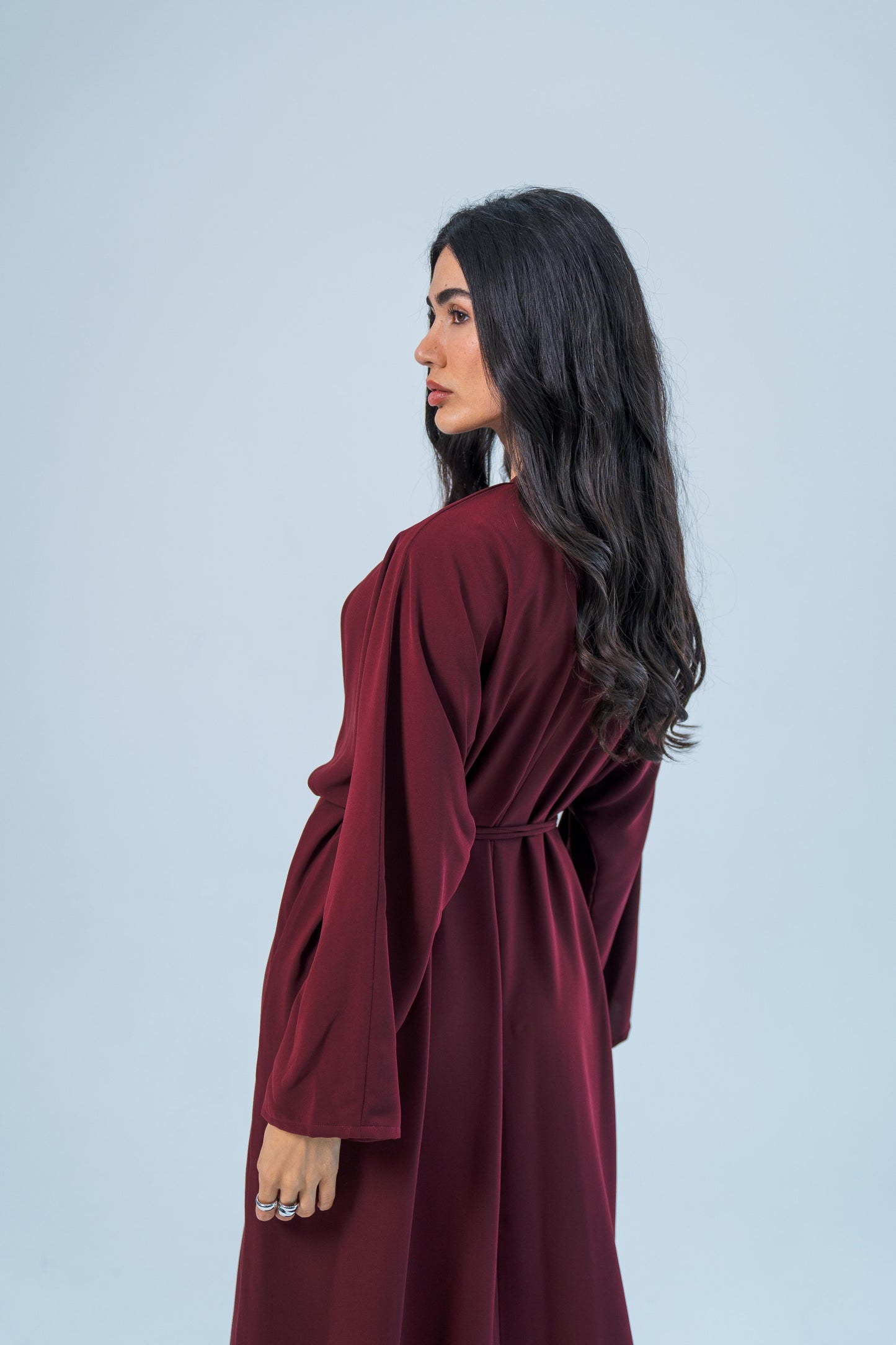 SUKOON — Free-Size Tie Abaya (Roselle Rouge)