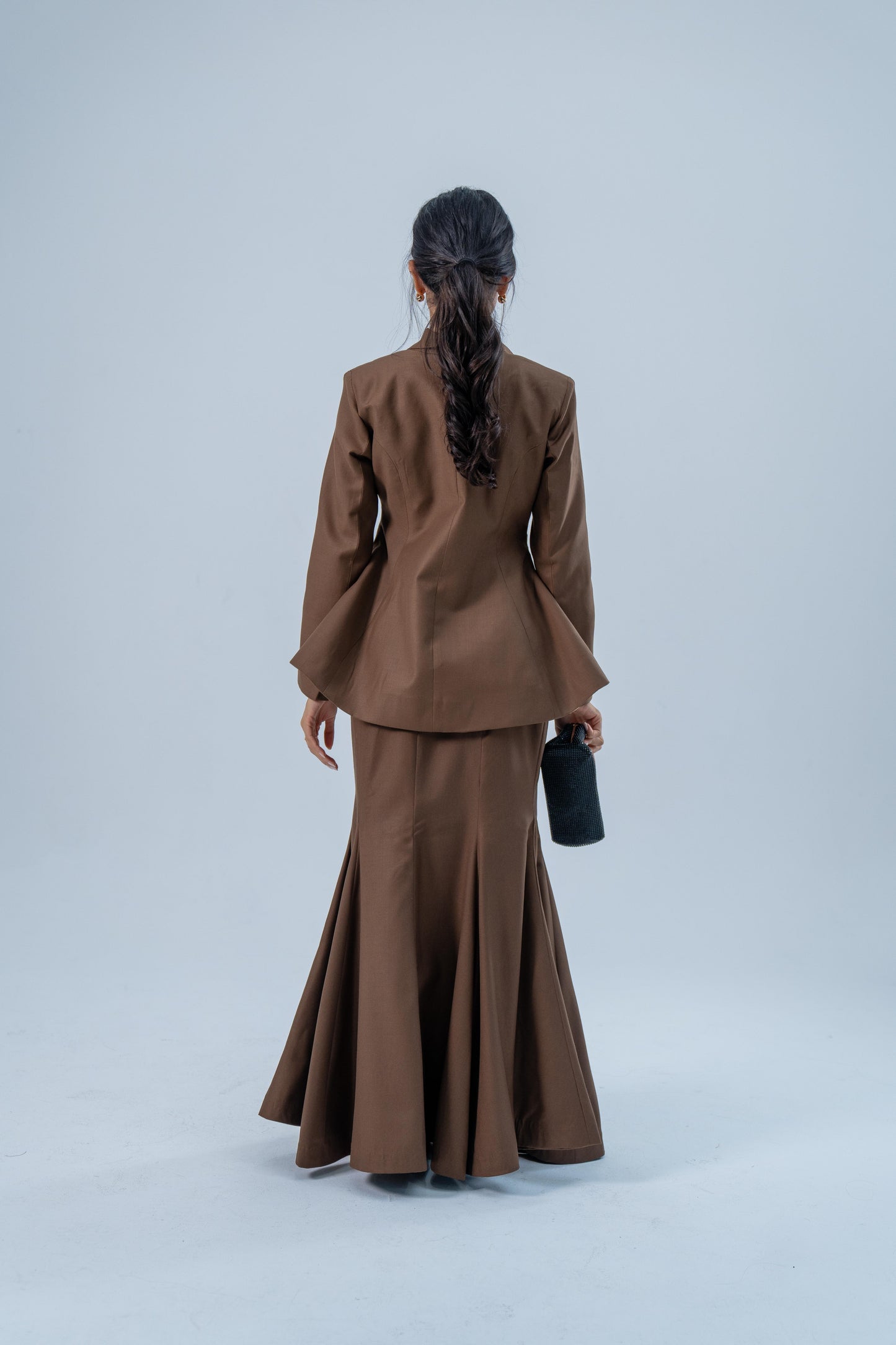 WAHDA — Blazer & Mermaid Skirt Set (Midnight Mocha)