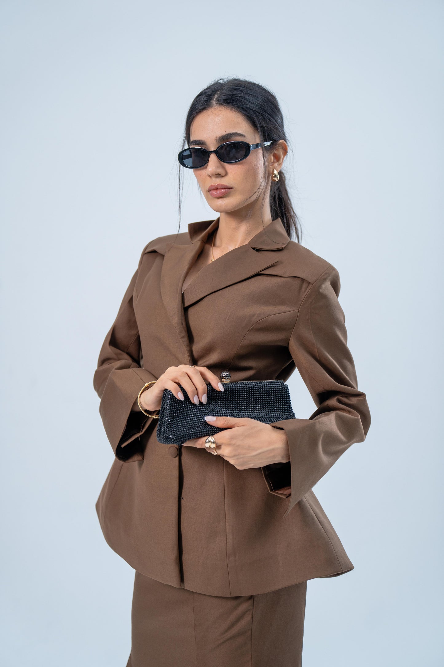 WAHDA — Blazer & Mermaid Skirt Set (Midnight Mocha)