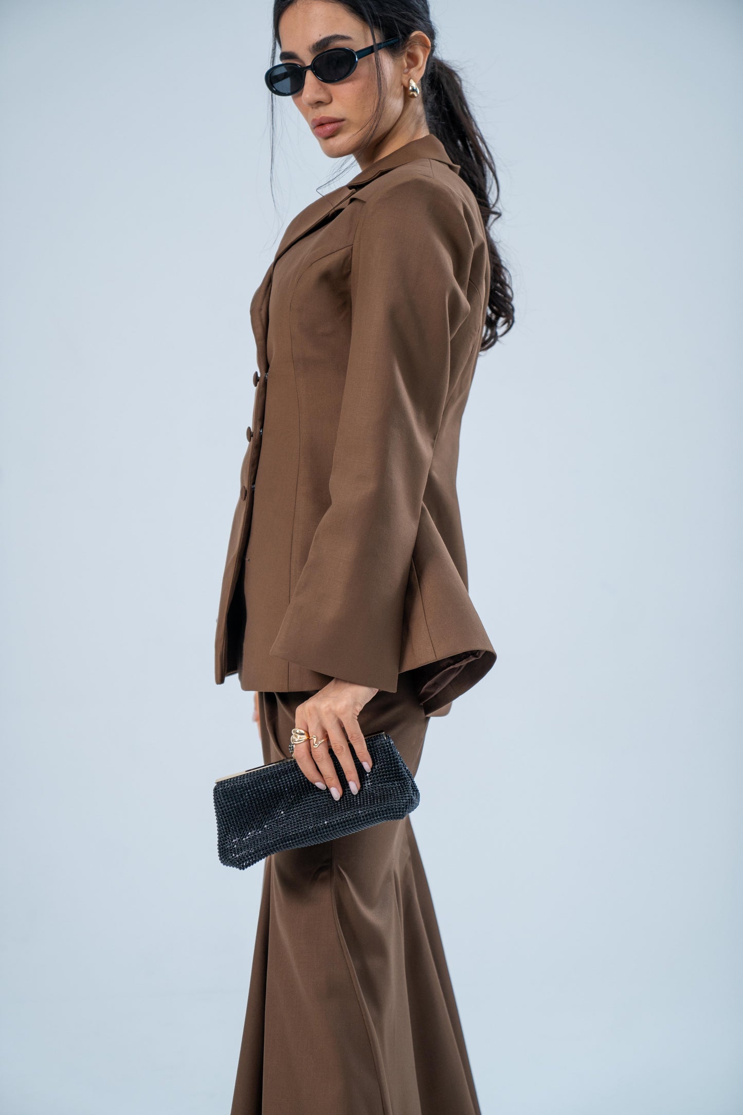 WAHDA — Blazer & Mermaid Skirt Set (Midnight Mocha)