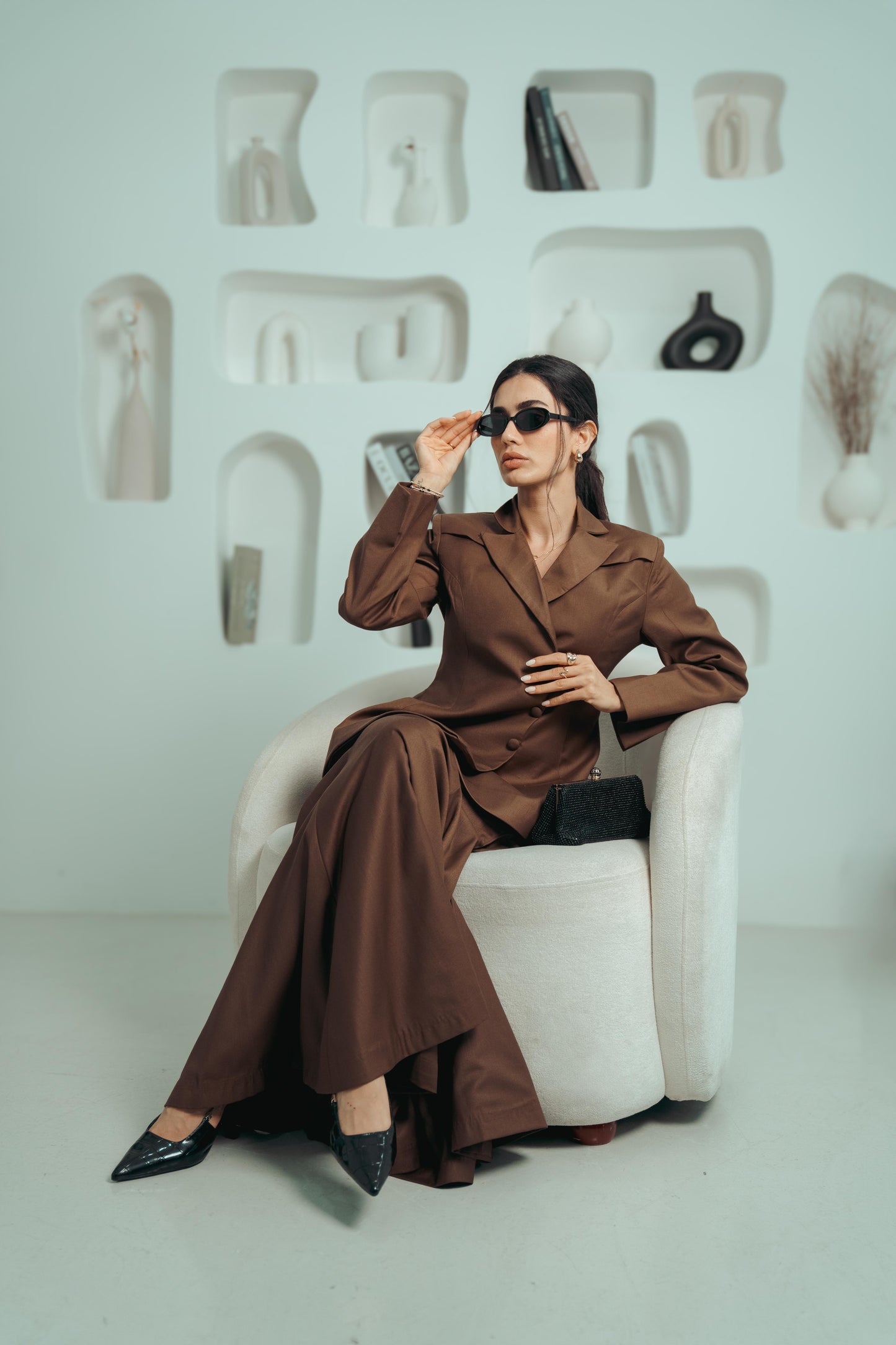 WAHDA — Blazer & Mermaid Skirt Set (Midnight Mocha)