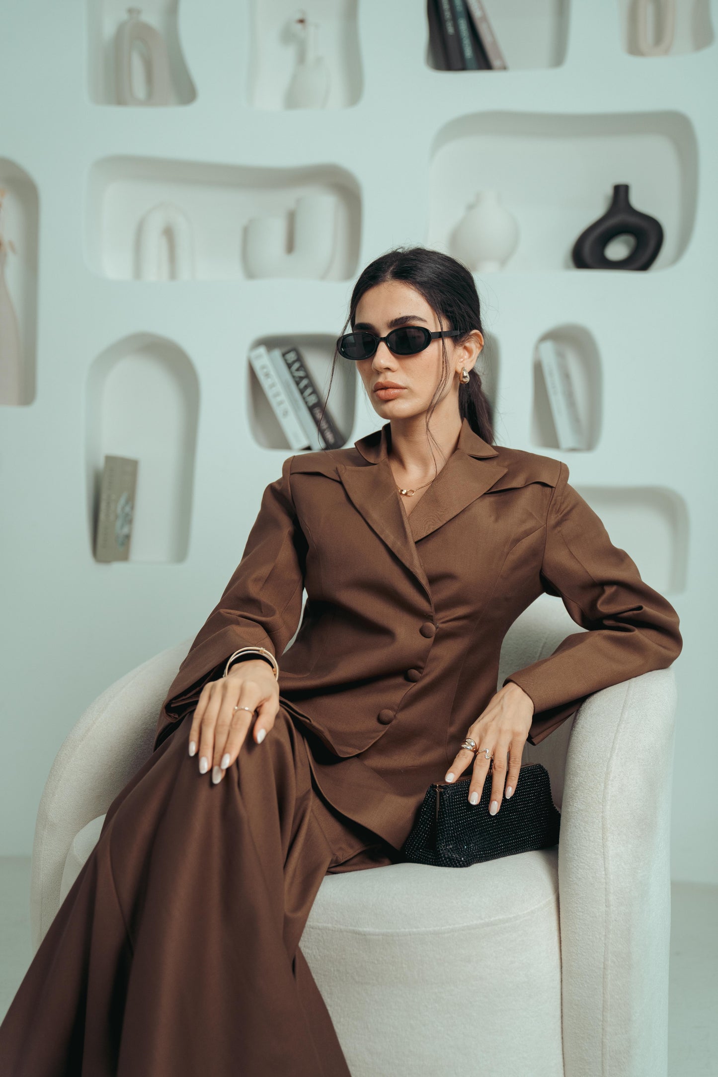 WAHDA — Blazer & Mermaid Skirt Set (Midnight Mocha)