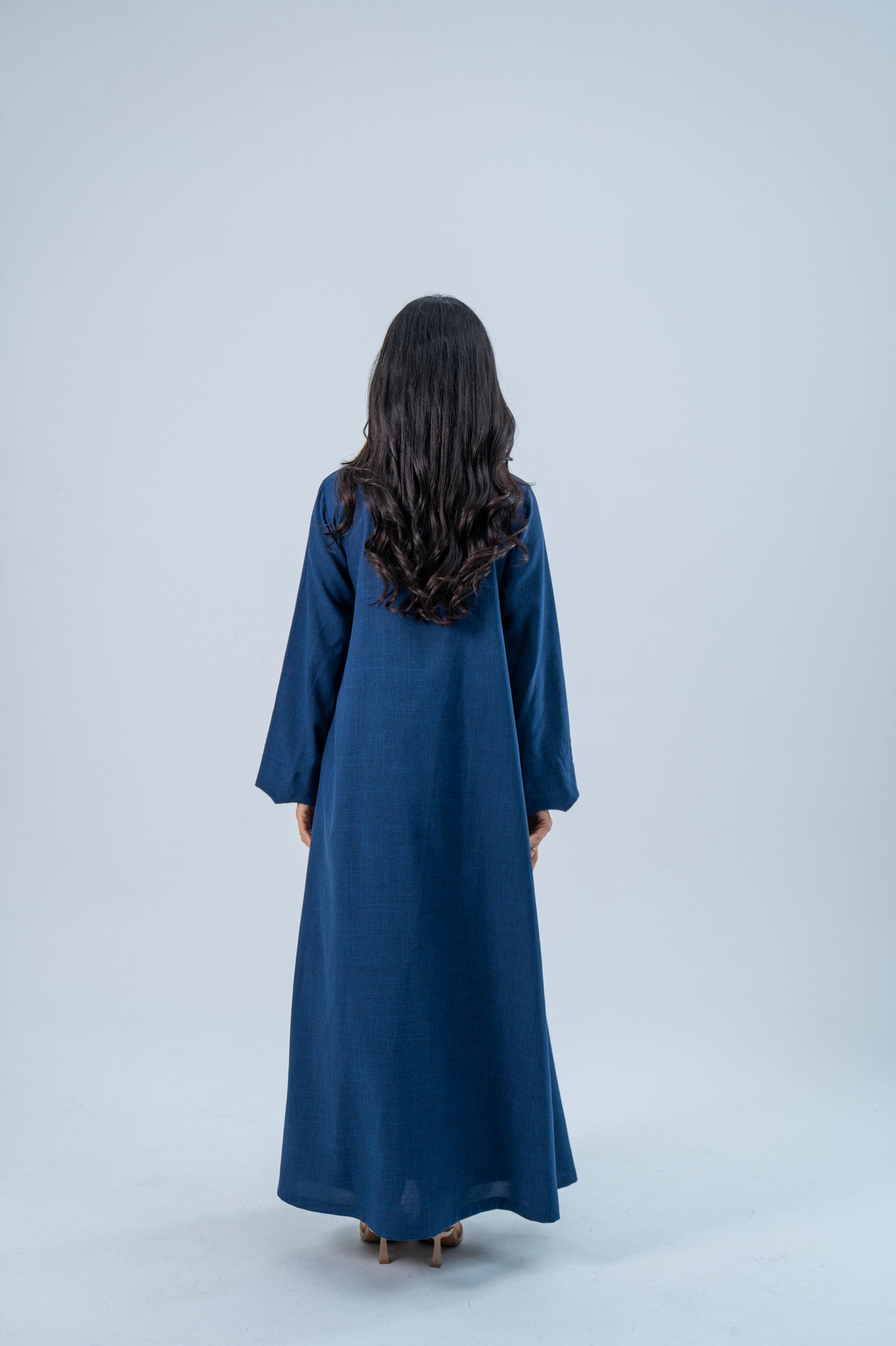 RAHMA — Bow-Tie Linen Abaya (Glacier Blue)